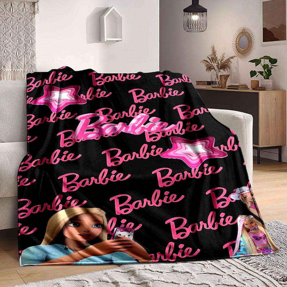 1 шт. Фланелевое одеяло Барби Мягкое, Теплое и Уютное для Дивана, Кровати, Офиса и Путешествий Универсальный Подарок на Любой Сезон, Рождественский подарок