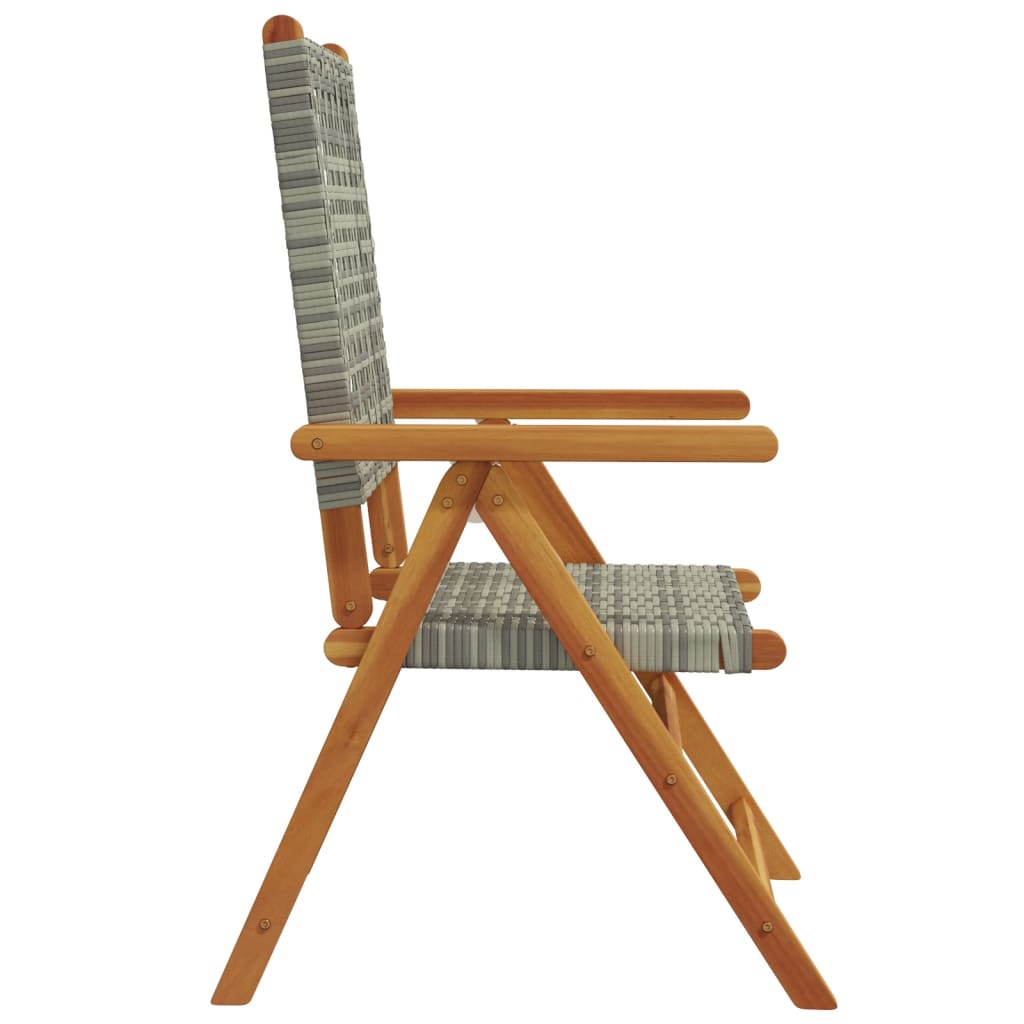Adjustable Garden Chair 4 pcs Grey Poly Rattan Solid Wood