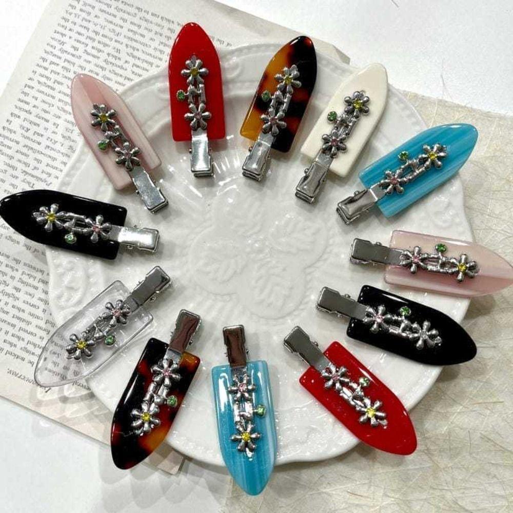 Metal Acetate Hairpin Flower Makeup Hair Clip Retro Traceless Hairpin  Daily