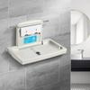 Wall-Mounted Baby Changing Station, Horizontal Foldable Diaper Change Table with Safety Straps and Hanging Rods, Use in Commercial Bathrooms, Daycare