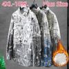 Velvet Plus Size Long-sleeved Shirt Men's Spring and Autumn Fat Shirt Work Jacket Casual Tops 4XL-10XL
