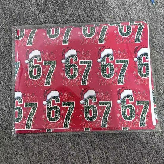 1 Roll Christmas 67 Santa Wrapping Paper Six Seven Meme Gift Box Packaging Paper Tear-Resistant Present Wrap Packing Paper Sheet