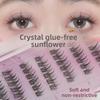 Reusable Sunflower Self-Adhesive False Eyelashes - Glue-Free Trio for Cat Eye or Elf Look