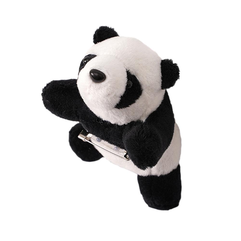 Cute Plush Panda Headband Brooch Hair Rope 3D Animal Bear Brooch Accessories Headdress Clips Lo A5D9