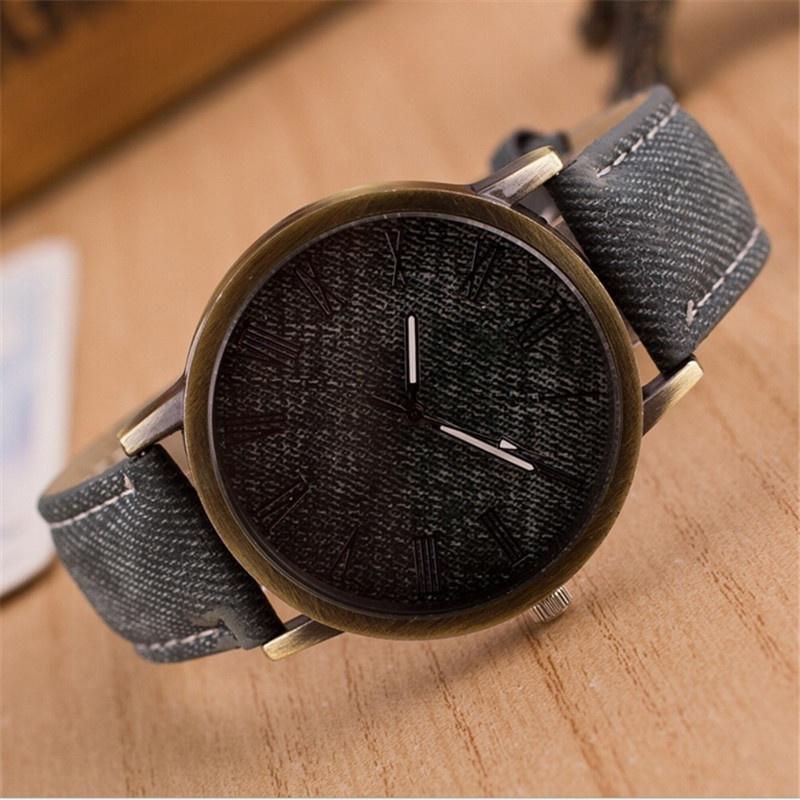 Fashion Multicolor Rome Number Clock Dial Student Leisure Denim Strap Quartz Watch
