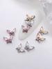 10pcs Mini Metal Rhinestone Butterfly Nail Art Jewelry 3D Pink Champagne White Diamond Nail Jewelry