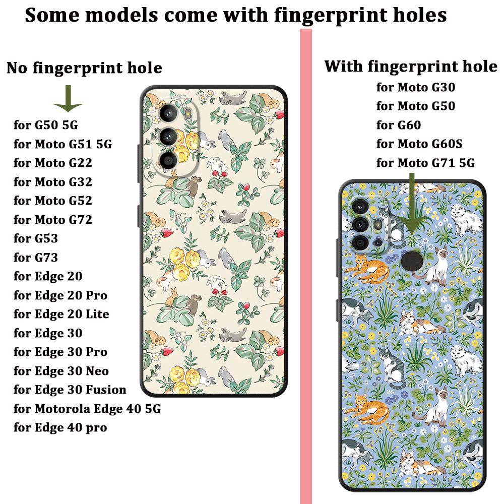 Case for Motorola Moto G53 G30 G22 Edge40 G52 G32 G50 G51 G73 G60s Edge 20 Pro 30 Lite G71 Phone Cover Cartoon Flower Animals