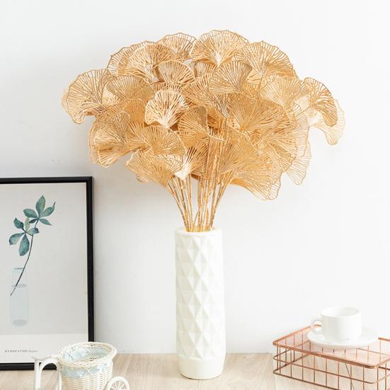 Artificial Flower Create Atmosphere Decorate Decorative Golden Ginkgo Leaves Artificial Flower for Wedding AVE