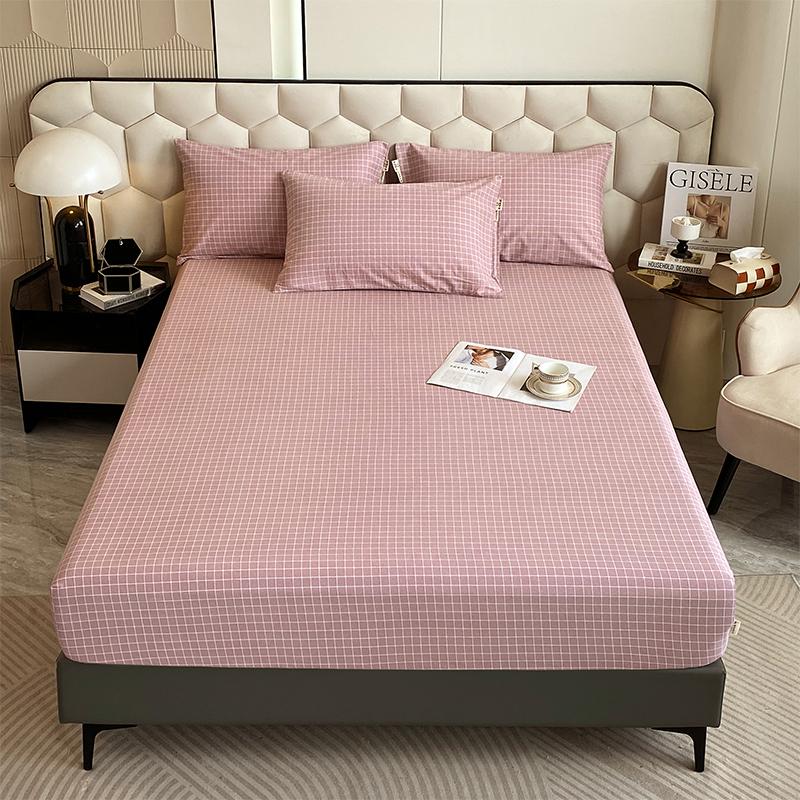 Комплект постельного белья из 3 предметов, простой, синий, в полоску, мягкий, приятный для кожи, утолщенный, 100% хлопок, эластичный, размер Queen Size