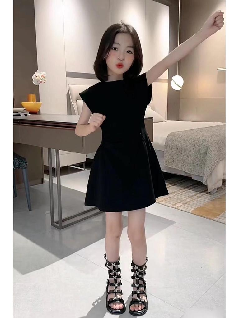 Korean-Style Girls' Sleeveless A-Line Dress - Summer Waist-Fit Fashion for Middle & Big Kids