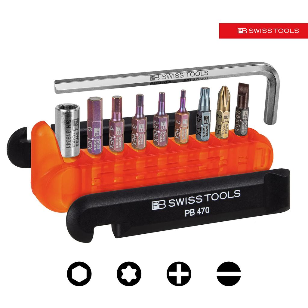 PB Swiss Tools 470RedCBB Bike Tool Set Red 470REDCBB (9 Pieces) (BOX)
