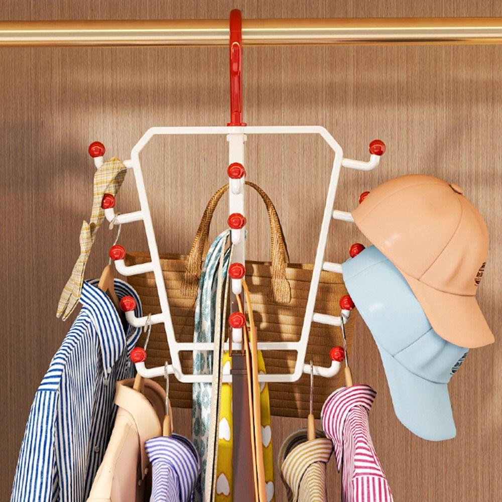Wall Mounted V Shaped Hanger Rotatable Hat Rack New Multi Hook Organizer