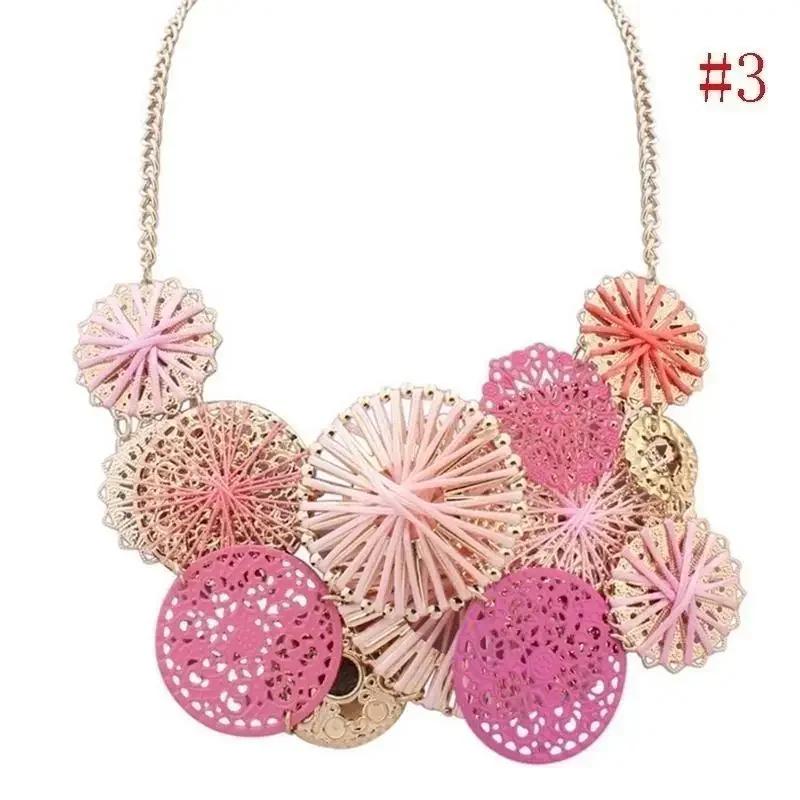 Women Fashion Flowers Choker Necklace Women Color Multicolor Bohemian Boho Collar Colorful Blue Big Necklace Jewerly Gift