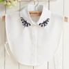 Fashion Female Chiffon Shirt False Collar for Women Fake Collar Lapel Blouse Top Beads Detachable Collar Sweater Decorative