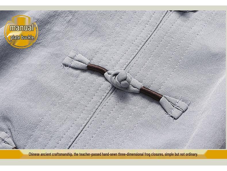 Мужской традиционный китайский костюм тан с длинным рукавом для весны/лета - Идеально подходит для пап и дедушек среднего и пожилого возраста, Идеально подходит для тайцзи.