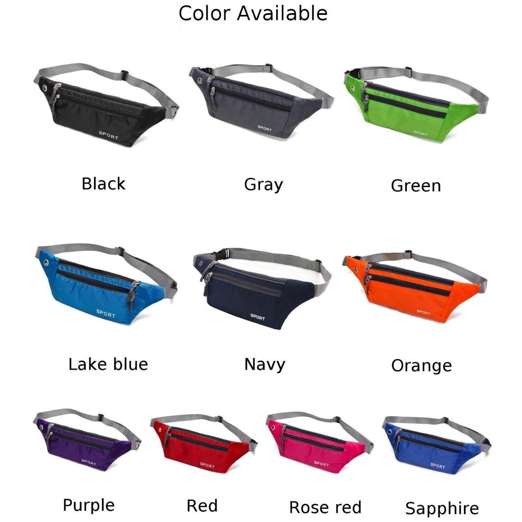 Waist Bag Waterproof Zip Adjustable Straps Belt Camping