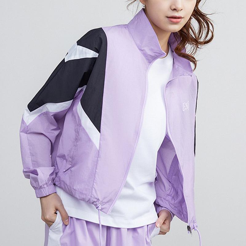 Anta Life Series Full Zip Stand Collar Short Sports Woven Jacket Women Jacket Light-Mulberry 162228605-1