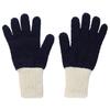 [Kinuyo] 100% Silk Lining Gloves Wool Blend Fluffy Gloves Double-Knit for Cold Protection Navy Blue
