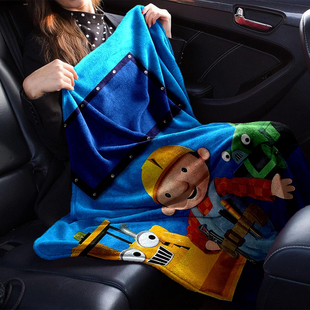 Bob the Builder Theme Printed Blanket - Perfect for Couch, Bed, Travel & Outdoor Use | Machine Washable, Cozy & Durable.