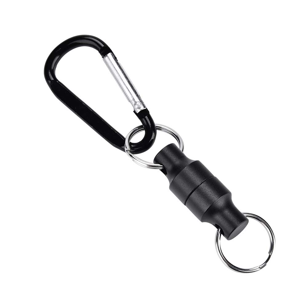 Magnetic Net Release Holder, Double Keychain Hook for Fly Fishing - Black