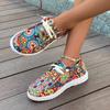 Fashion Canvas Shoes Women's Slip On Fashion Print Canvas Sneakers Low Top Casual Non Slip Lightweight Women Comfy Walking Flat Shoes