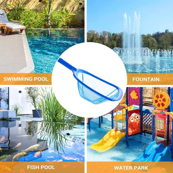 Pool Skimmer Net Deep Fine Mesh Solid Plastic Frame Detachable Pole Large Capacity Heavy Duty Leaf Fine Debris Pool Cleaning Net Pool Accessories