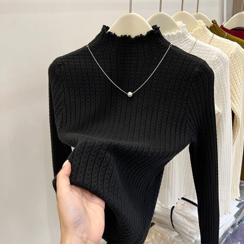 Женская базовая водолазка с грибным краем, шикарный топ со средней горловиной для осени и зимы, свитер для женщин