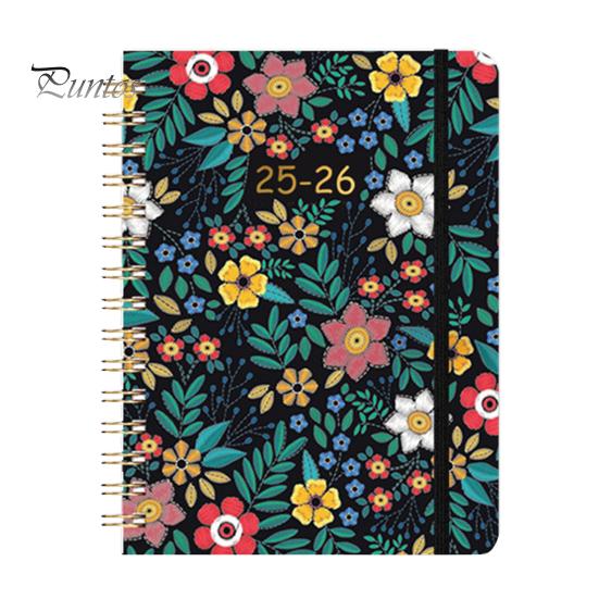 Планировщик на 2025-2026 гг., июль 2025 г. - июнь 2026 г., ежедневный, еженедельный, ежемесячный, 12-месячный, с цветочным принтом, спиральный переплет, блокнот для домашнего офиса, школы
