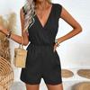 Women Jump Suit Overalls Playsuits Vacation One Pieces Outfits Romper Summer Casual Cross V-neck Sleeveless Solid Short Female