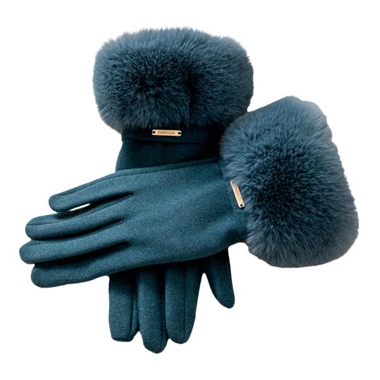 Женские термоперчатки Теплые зимние перчатки с меховыми манжетами Ветрозащитные перчатки для вождения, езды на велосипеде, катания на лыжах, с сенсорным экраном для