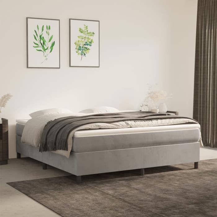 Maison Exclusive - Sommier à lattes de lit et matelas Gris clair 180x200cm Velours