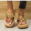 Roman Muffin Flip-flops Strap Sandals Women's Summer Flats Casual Beach Shoes Chain Women's Shoes