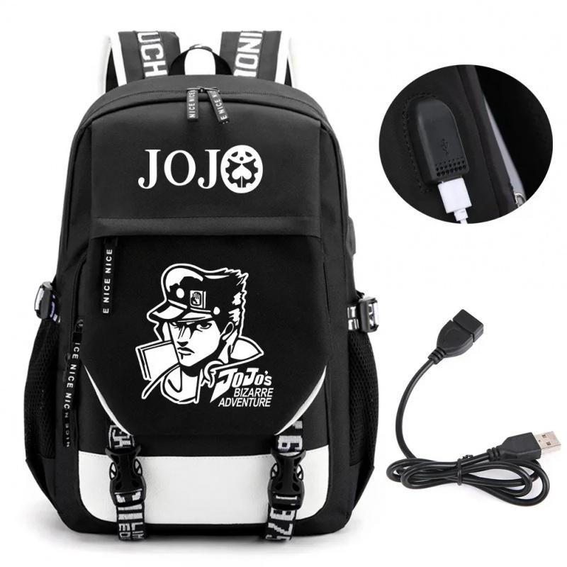 Аниме JOJO Джонатан Джостар Золотой Опыт Рюкзак Школьный с USB-портом Отделением для ноутбука для Мальчиков Девочек Дорожная сумка