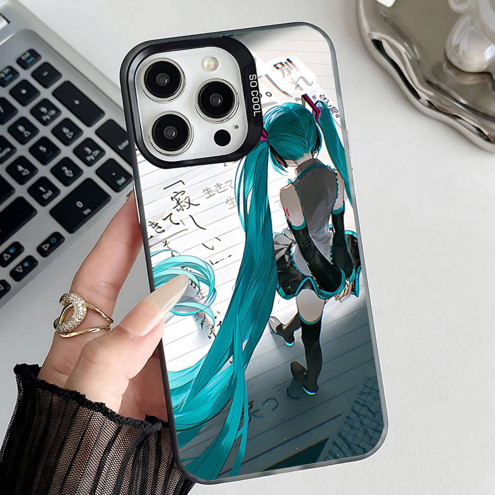 Аниме M-MIKU Чехол для телефона для iPhone 17,16,15,14,13,12,11,Pro,Max,Plus,E,Air,Mini Противоударный Черный Бампер
