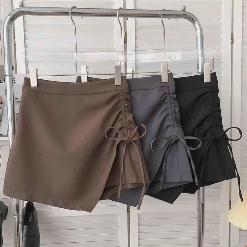Spring 2024 Women's High Waist A-Line Pleated Drawstring Skirt - Slim, Fashionable Korean Style