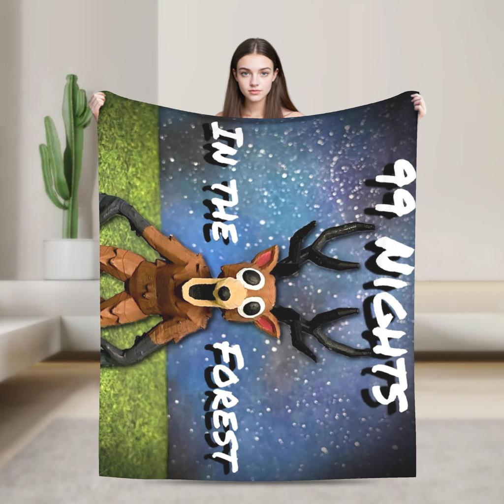 99 Nights in the Forest The Deer Flannel Throw Fashion Blanket Horror Game Bedding Knitted Fashion Blanket Outdoor Lightweight Multi-functio