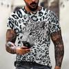 Футболки Streetwear Forest Leopard 3D Print для мужчин, летние Harajuku, свободные винтажные топы с круглым вырезом и коротким рукавом