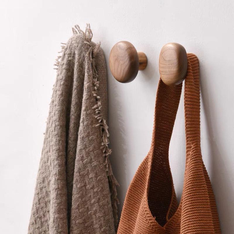 1/4pcs Walnut Wood Hooks Solid Wood Handle Key Clothes Bag Hanger Hook Kitchen Bathroom Robe Coat Towel Organizer Decor Hook
