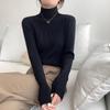 Half High Neck Thickened Bottom Knit Sweater for Women's Autumn Korean Slim Fit Long Sleeved Bottom Top