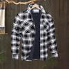 Men Spring Coat Lapel Long Sleeve Plaid Print Soft Contrast Color Keep Warm Cardigan Plus Size Men Shirt Coat for Daily Wear