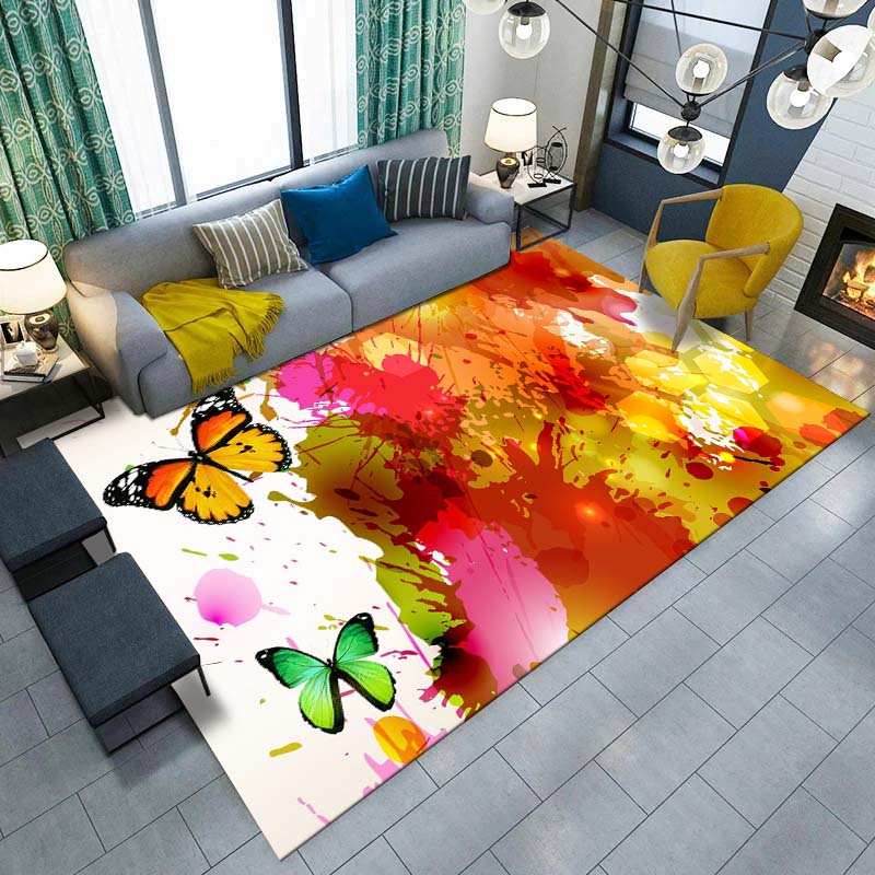 Gorgeous Butterfly Design ECO Friendly Material Carpet for Living Room Bedroom Bedside Rug Floor Mat Hallway Non-Slip Rug