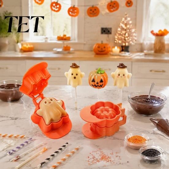 Silicone Fondant Molds for Halloween Cake Pop Mold Kit, Pumpkin Ghost And Easy DIY Spooky Treat Maker Set, 3D Baking Tool Holiday Party Accessories