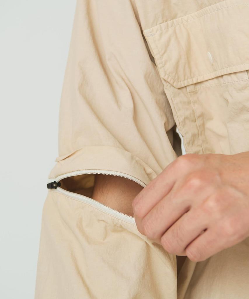 Snow Peak Garment Dyed Convertible Shirt Long and XL SH-25AU002, Sleeve, Men's Women's, IVORY,