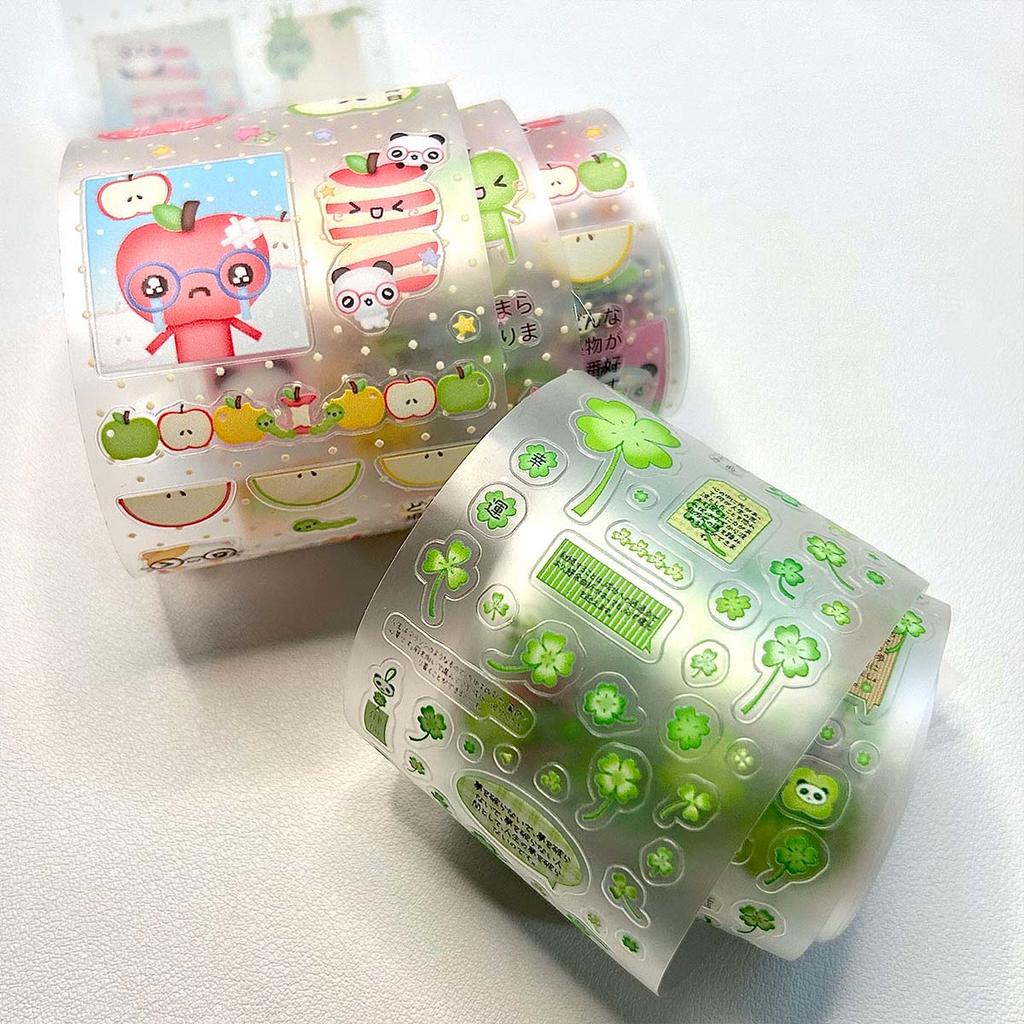Four-Leaf Clover Vintage Pet Sticker Tape Decorative Stickers for Scrapbooking Cute Washi Tape Suitable for Craft Albums