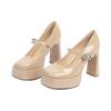 Fashion Temperament Square Toe Mary Jane High Heels Women's 2025 New Beautiful Platform Block Heel Single Shoes