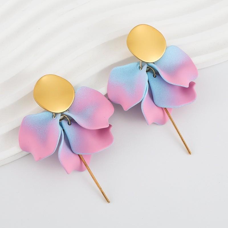 Pinkdudu Модные серьги-капли в виде лепестков роз, серьги-цветы из смолы с градиентным цветом, женские украшения PD2380