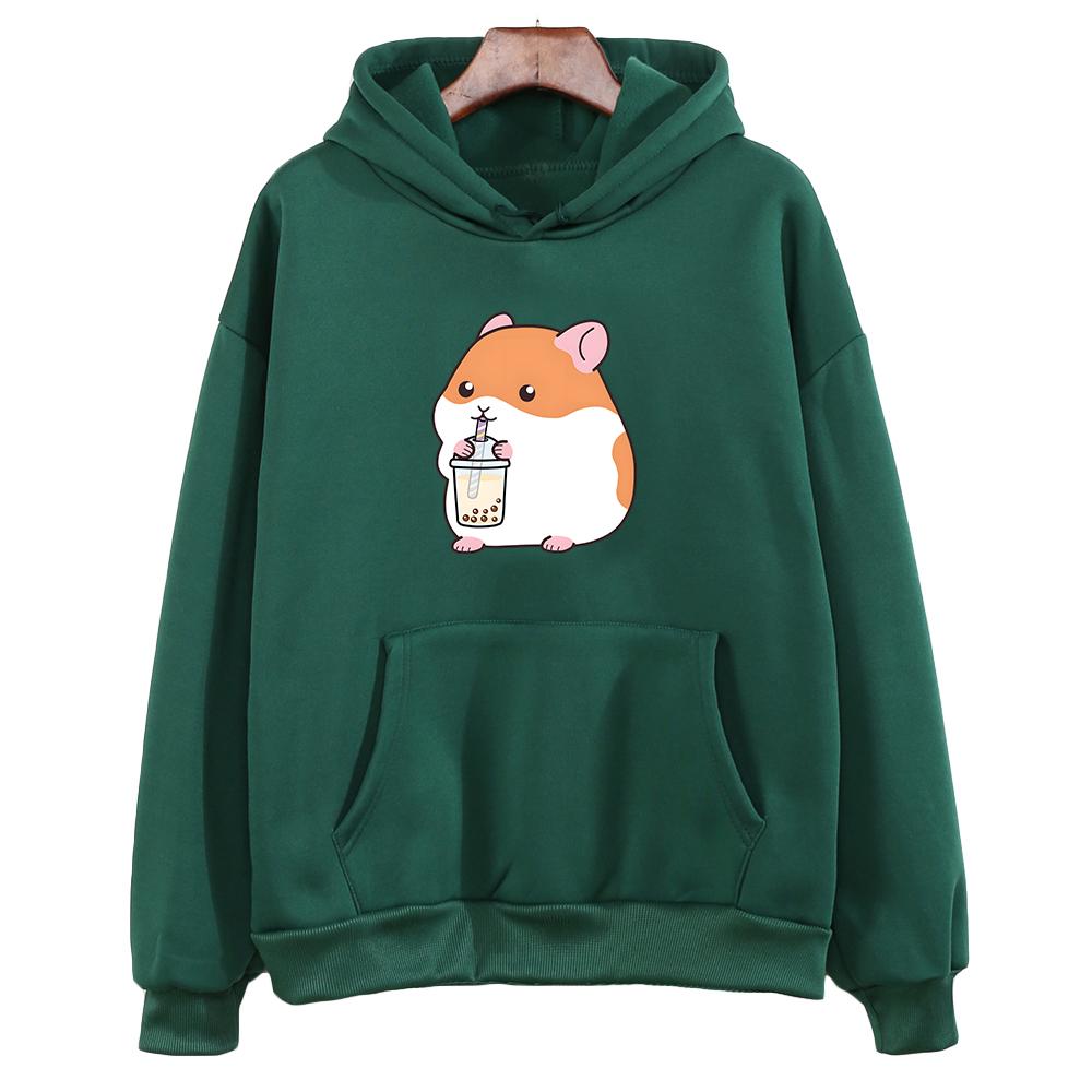 Толстовка с капюшоном в стиле Харадзюку в стиле хомяка, топы с принтом Kpop, толстовки с героями мультфильмов, милая зимняя одежда, толстовки для женщин/мужчин