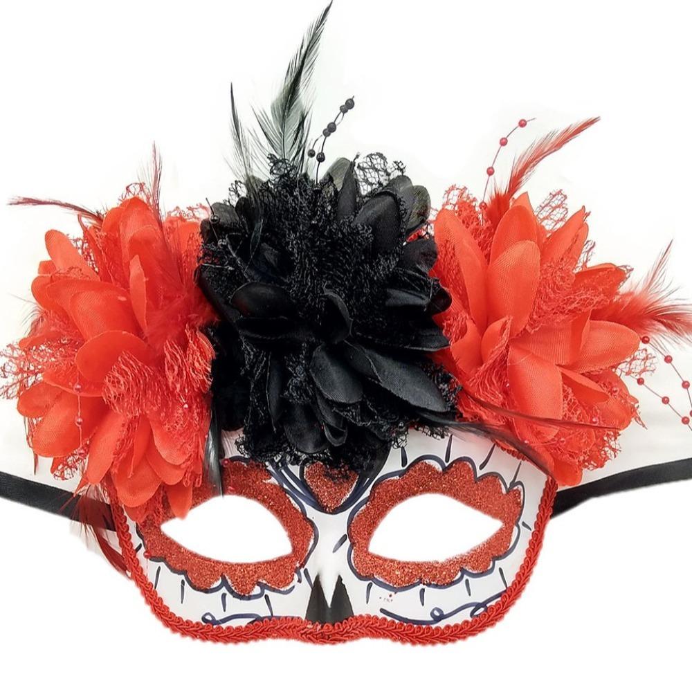 Fashion Halloween Mask Flowers Flower Wearing Ghost Mask Mexican Day of The Dead Mask Girls Lady