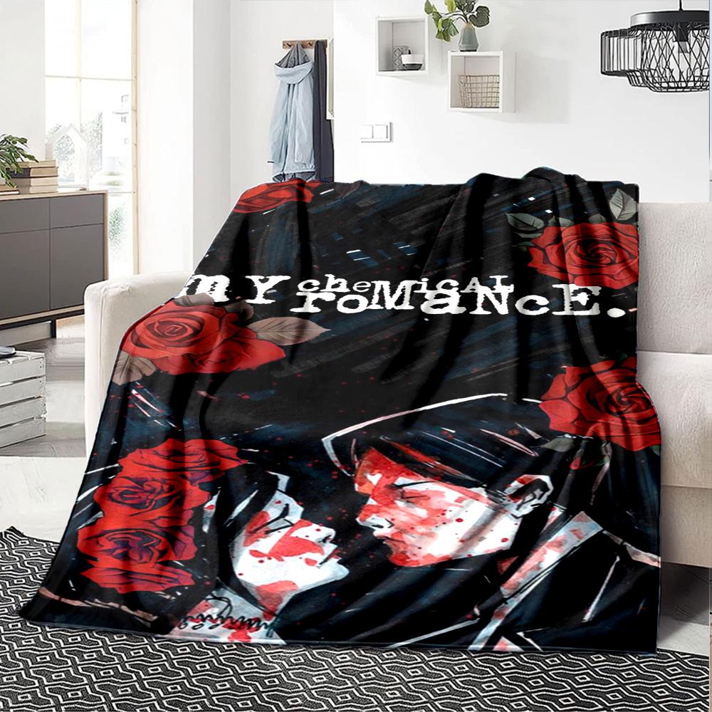 My Chemical Romance Print Flannel Blanket High Quality Warm Comfortable Cover for All Seasons Perfect for Gifts Home Decor