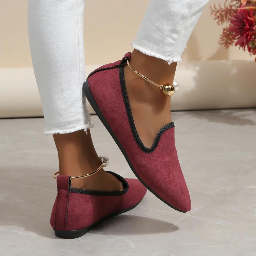 Large Size Soft-soled Pointy Fashion Casual Shoes Women  Autumn and Winter New-style Slip-on Comfortable Single Shoes 35-43